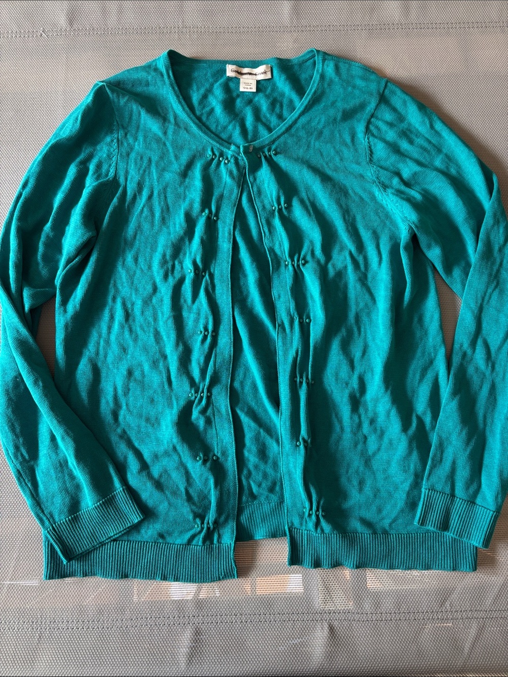 Coldwater Creek Teal Button-Detail Cardigan silk blend sz S(6-8) NWOT